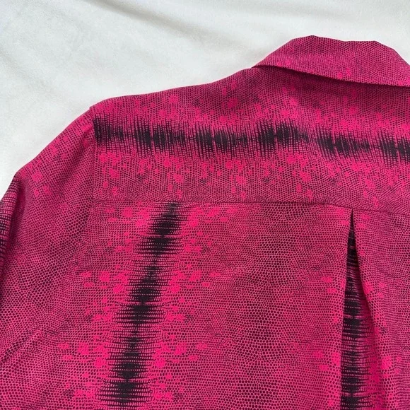 EQUIPMENT Femme Pink Black Snake Print Silk Button Up Shirt Size XS Long Sleeves - Picture 16 of 16